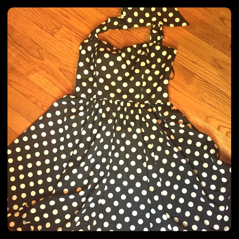 GUESS polka dot halter dress